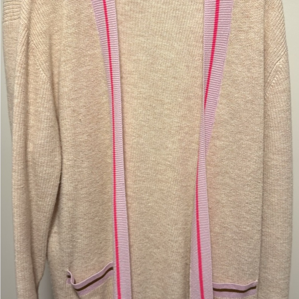 Lisa Todd Cream Cardigan with Pink and Purple Stripes